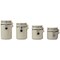 Home Basics 4 Piece Ceramic Canisters Clamp Top Lid and Wooden Spoons, Beige